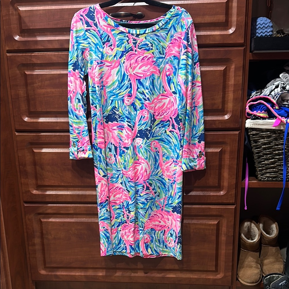 Lilly Pulitzer Pink and Blue Flamingo Dress
